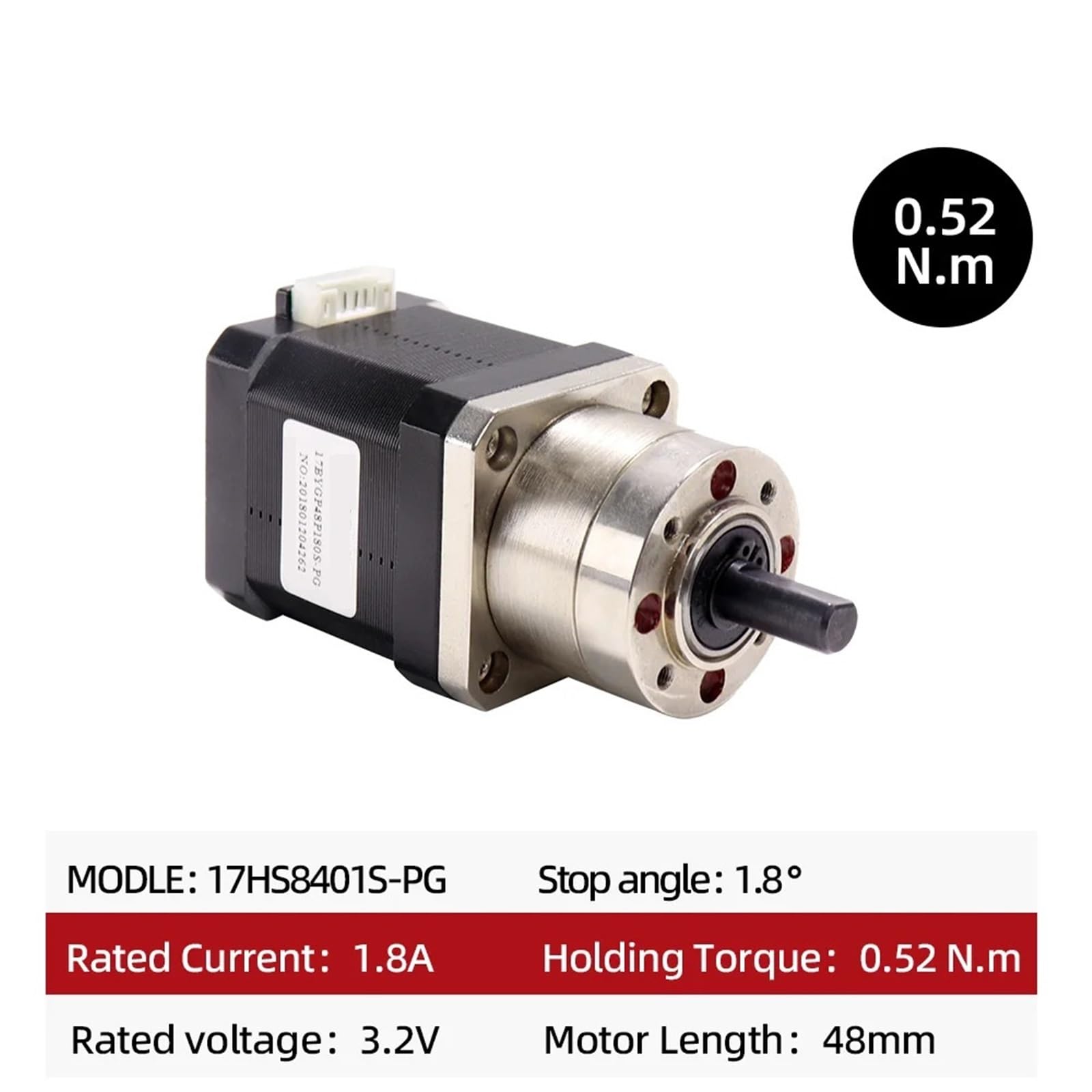 17HS8401S-PG Nema17 Schrittmotor Nema 17 Schritt Moto 4-adrig 42 Motor Extruder Getriebe Schrittmotor Verhältnis 5,18:1 Planetengetriebe(Ratio 515-1)