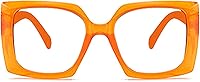 Vista 2 de bullabulling Lentes de lectura cuadrados retro con bloqueo de luz azul para mujeres y hombres, de gran tamaño, antirreflejos, lentes UV