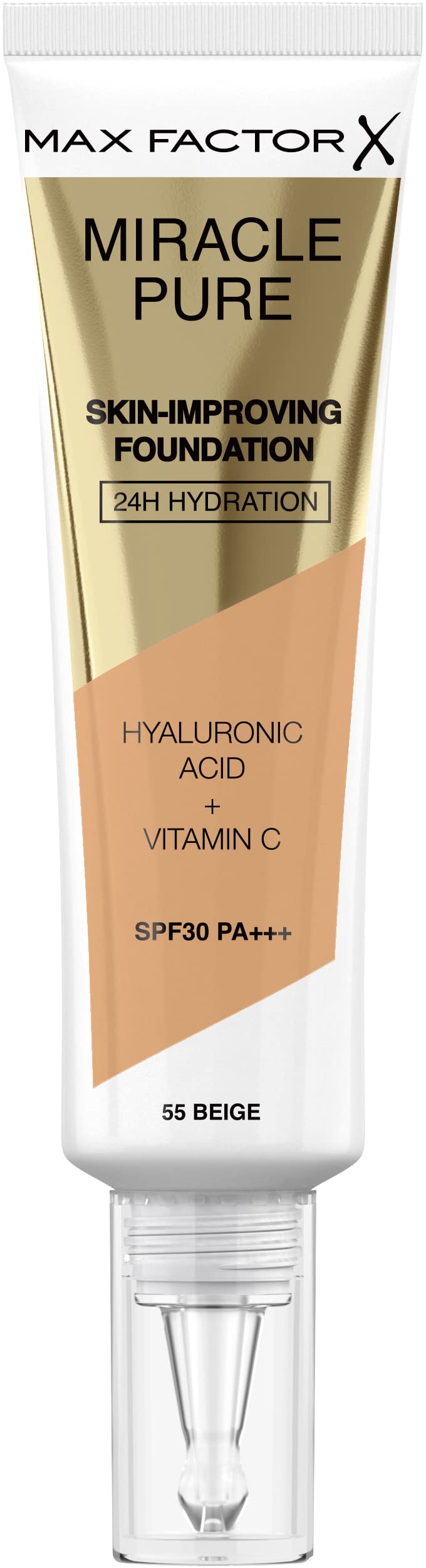 Max Factor Miracle Pure - Base de Maquillaje, Tono 55 Beige, 30ml