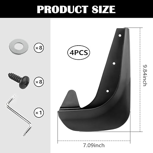 Miniatura 2 de 4 aletas de barro de automóvil, aletas de barro para ruedas y neumáticos y protectores contra salpicaduras, solapas universales para camiones que