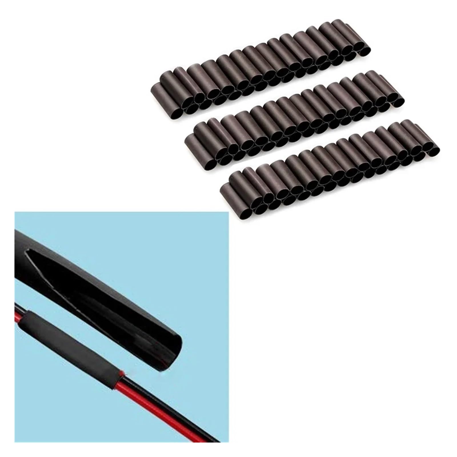 Assortimento di connettori per cavi elettrici a 360 gradi, terminali per cavi con saldatura termorestringente e kit di tubi termorestringenti.