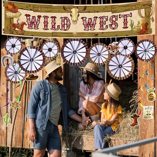 Roues de chariot et éventails cowboy | Décorations Wild West - 4