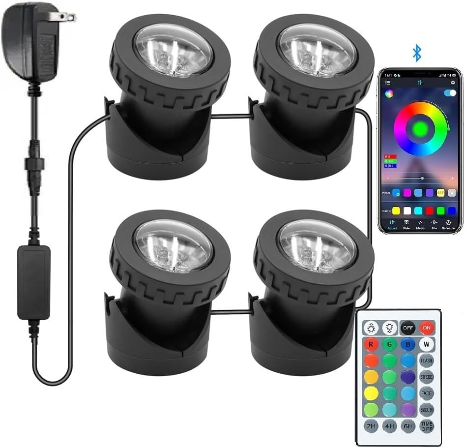 Colored pond lights with timer, APP control (4 lights)