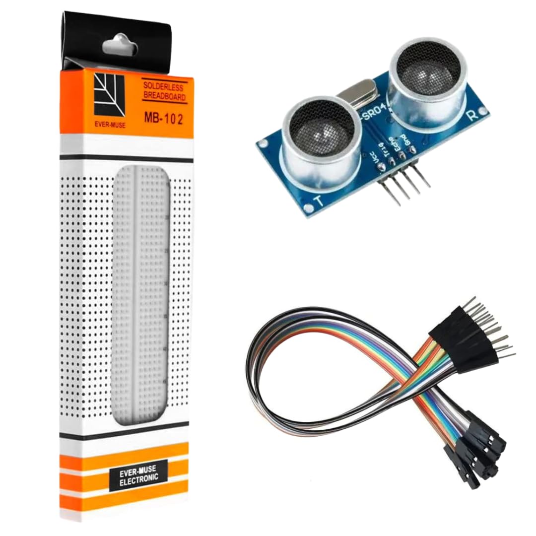 See full amazon price history chart for Vayuyaan MB102 830 Tie Points Solderless Breadboard with Ultrasonic Sensor Module and 20 Pcs M-F Jumper Wire for Arduino and electronics projects Vayuyaan MB102 830 Tie Points Solderless Breadboard with Ultrasonic Sensor Module and 20 Pcs M-F Jumper Wire for Arduino and electronics projects (B0D5C9TF3F) Amazon Price History, Amazon Price Tracker