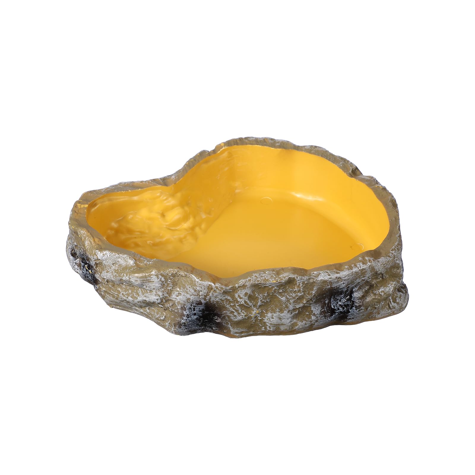 sourcing map Reptile Food Bowl, Reptile Feeding Dish Corner Bowl Water Resin Rock Worm Feeder Dish l (10.6 In, Yellow), Intended for Lizards/o/Scaled Pet/Leopard o/Spiders