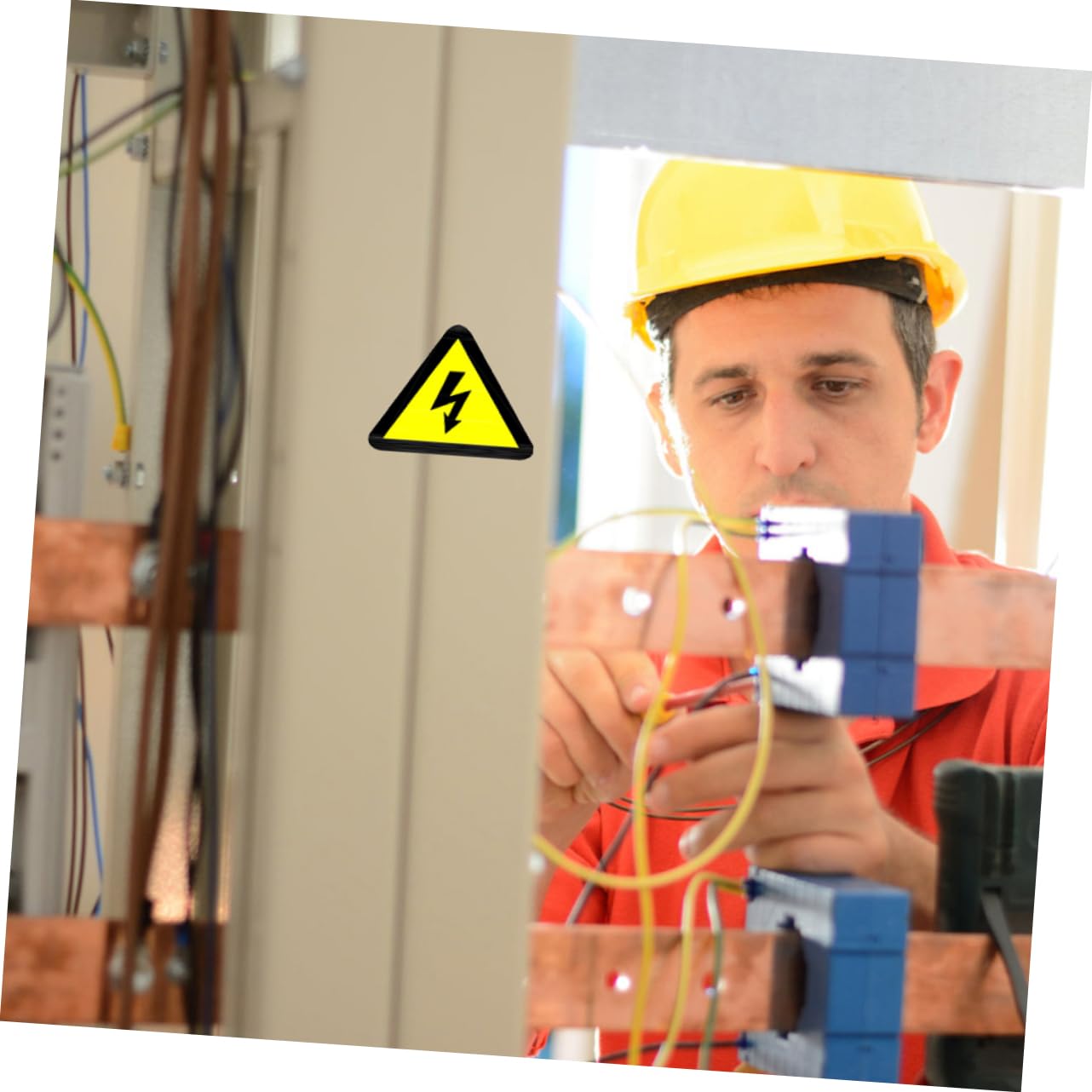Amosfun 15pièces Panneau Électrique Autocollant Avertissement De Décharges Électriques Pour Équipement Lot De Étiquettes Indicateur De Sécurité Sans Texte