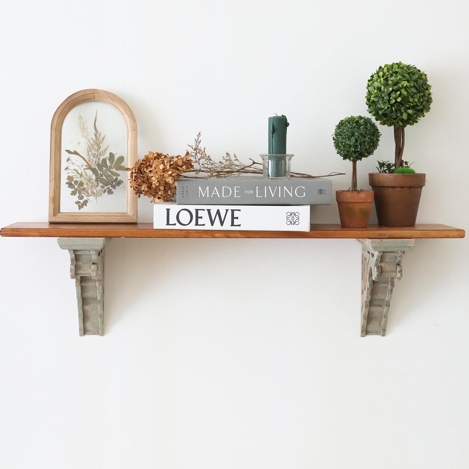 Wood Corbels for Shelves Corbels Decorative ,Set of 4 ,L7.2 x W3.1 x H7.8 Inch, Shelf Brackets Wooden Vintage Shelf Farmhouse Decor