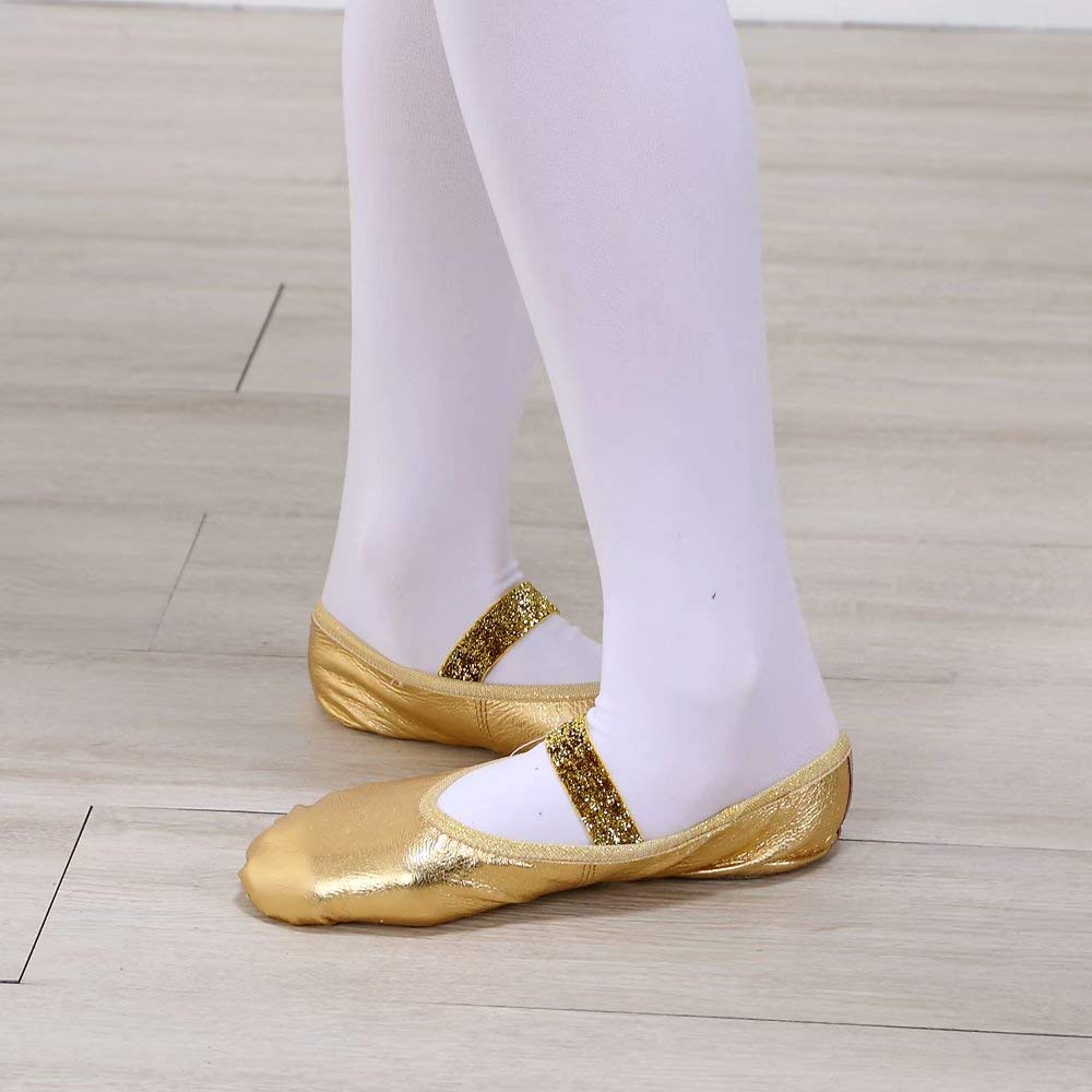 Chaussure de Danse,Cuir Semelle Fendue Chaussons de Ballet Noir Rosa Chaussure de Ballet