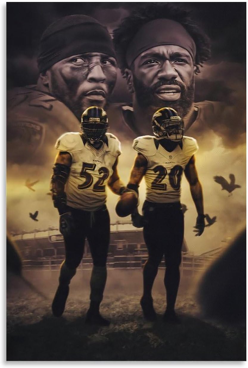 MPOWRX Ray Lewis & Ed Reed Poster 1 Wall Art Sports Canvas Print Poster Home Bathroom Bedroom Office Living Room Decor Unframed: 16"x24"