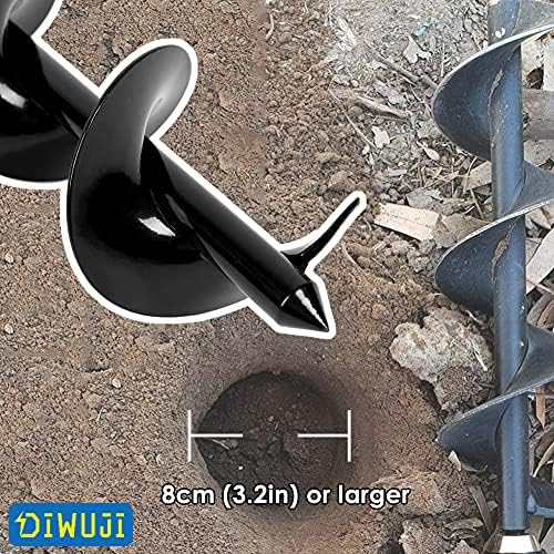 DIWUJI Garden Drill Digger, Soil Cultivator Drill Bit, Hex Shank Rust-Proof Steel, Flower Bulb Planters Auger for Digging Holes Deep Cultivating, DIY Tool for Planting Trees Shrubs (Dia:8cm L:30cm)