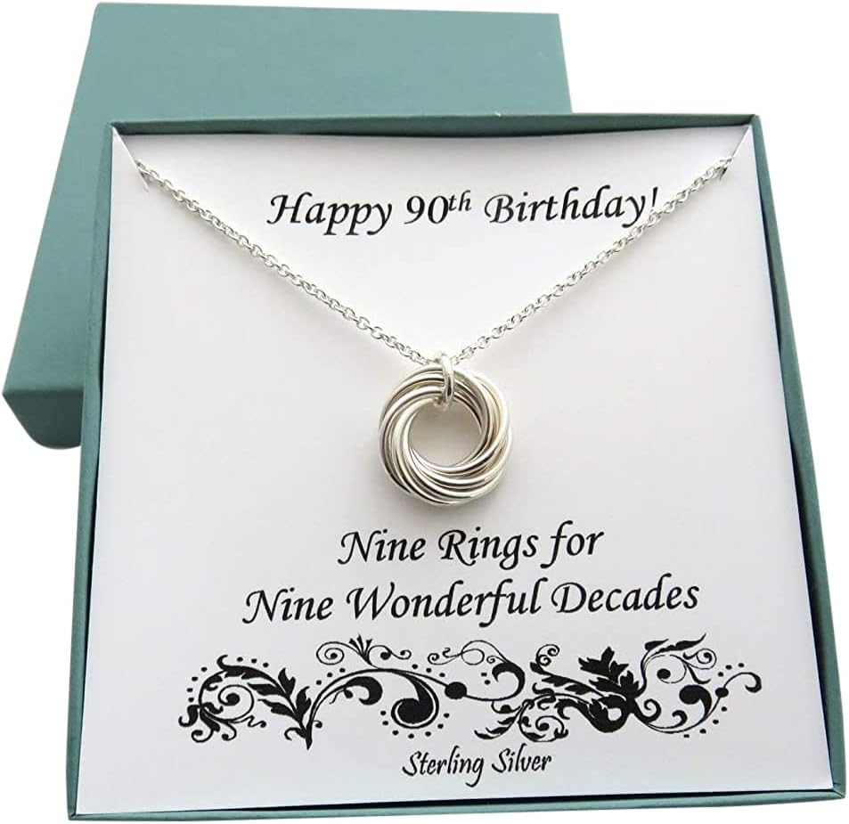 90th Birthday | Sterling Silver Necklace | 90th Birthday Gifts for Women