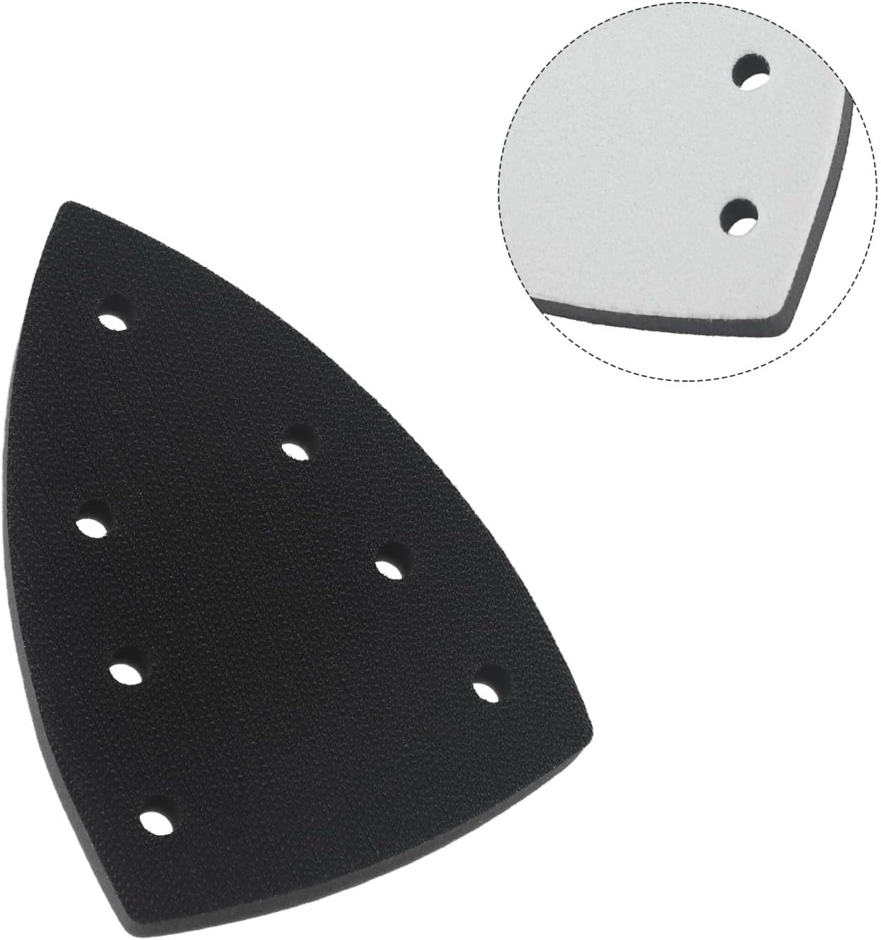 Triangle Sanding Pad 100x150mm with 7 Holes, Hook and Backing Pad Sander, EVA Flocked Abrasive Disc Holder Woodworking Polishing, 1 Pack