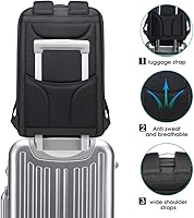 Vista 6 de BANGE Mochila para laptop Tech para hombre y mujer, Negro, Estándar, Computadora portátil