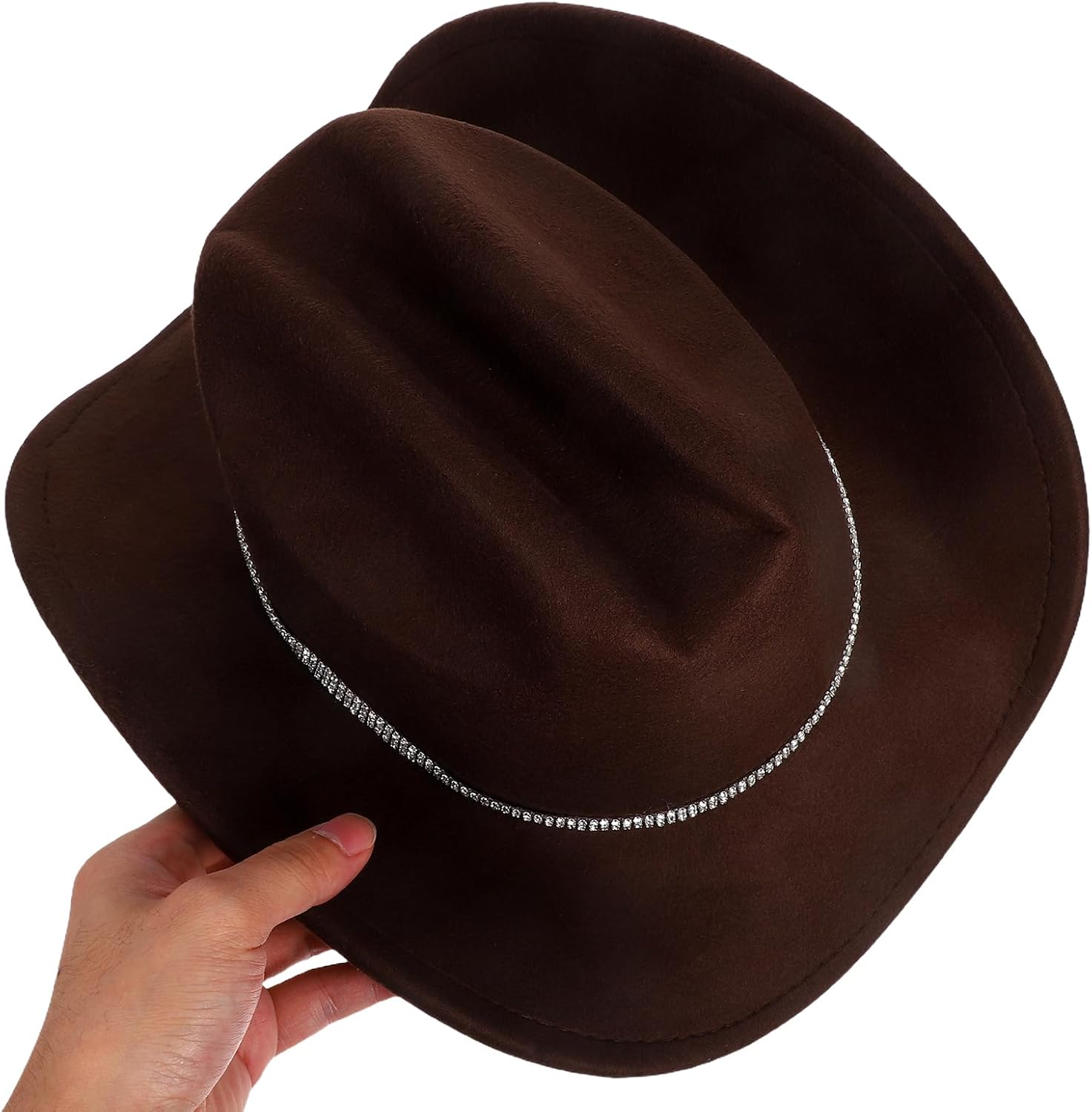 LUOZZY 2pcs Cowboy Hat Felt Western Cowgirl for Music Party Jazz Festival Summer Outdoor Activities 56-58cm