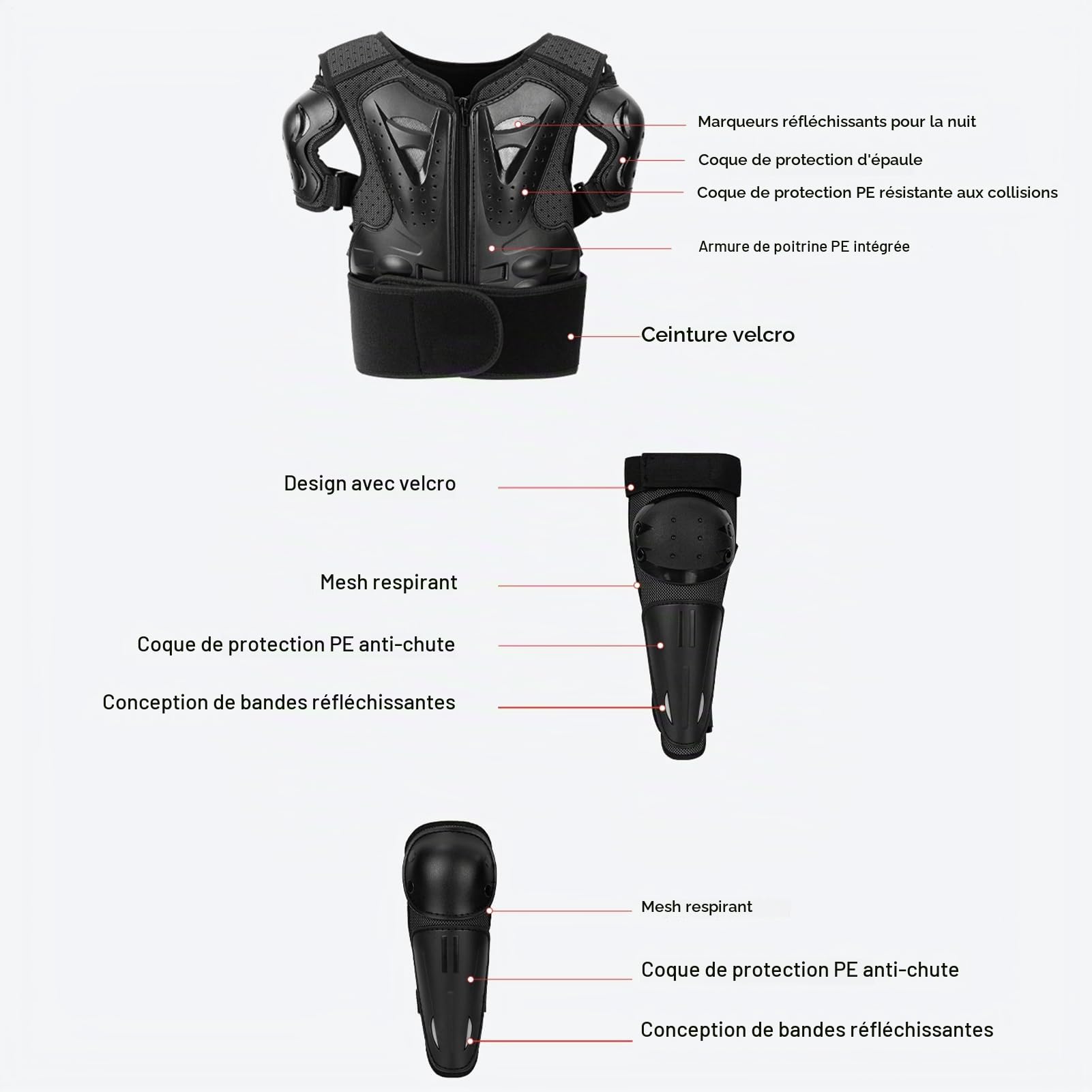 Équipement De Moto Polyvalent pour Enfant - Combinaison De Protection Et Ensemble, Équipement De Moto | Combinaison De Protection De Poitrine pour Motocross, Résistante