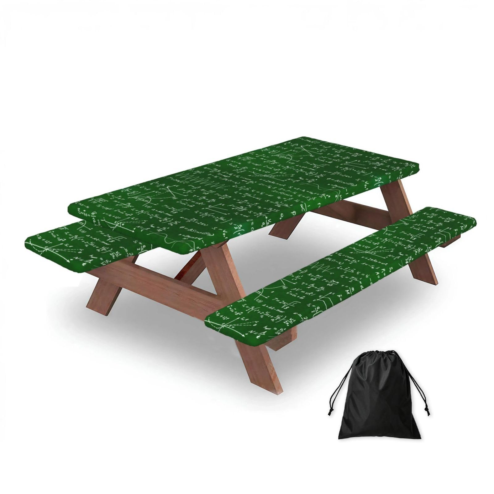 Dopklna As Picture Math Equations Formulas, Picnic Table Cover With Bench Covers -Waterproof Elastic Fitted Tablecloth For Garden Camping Patio 76X152cm