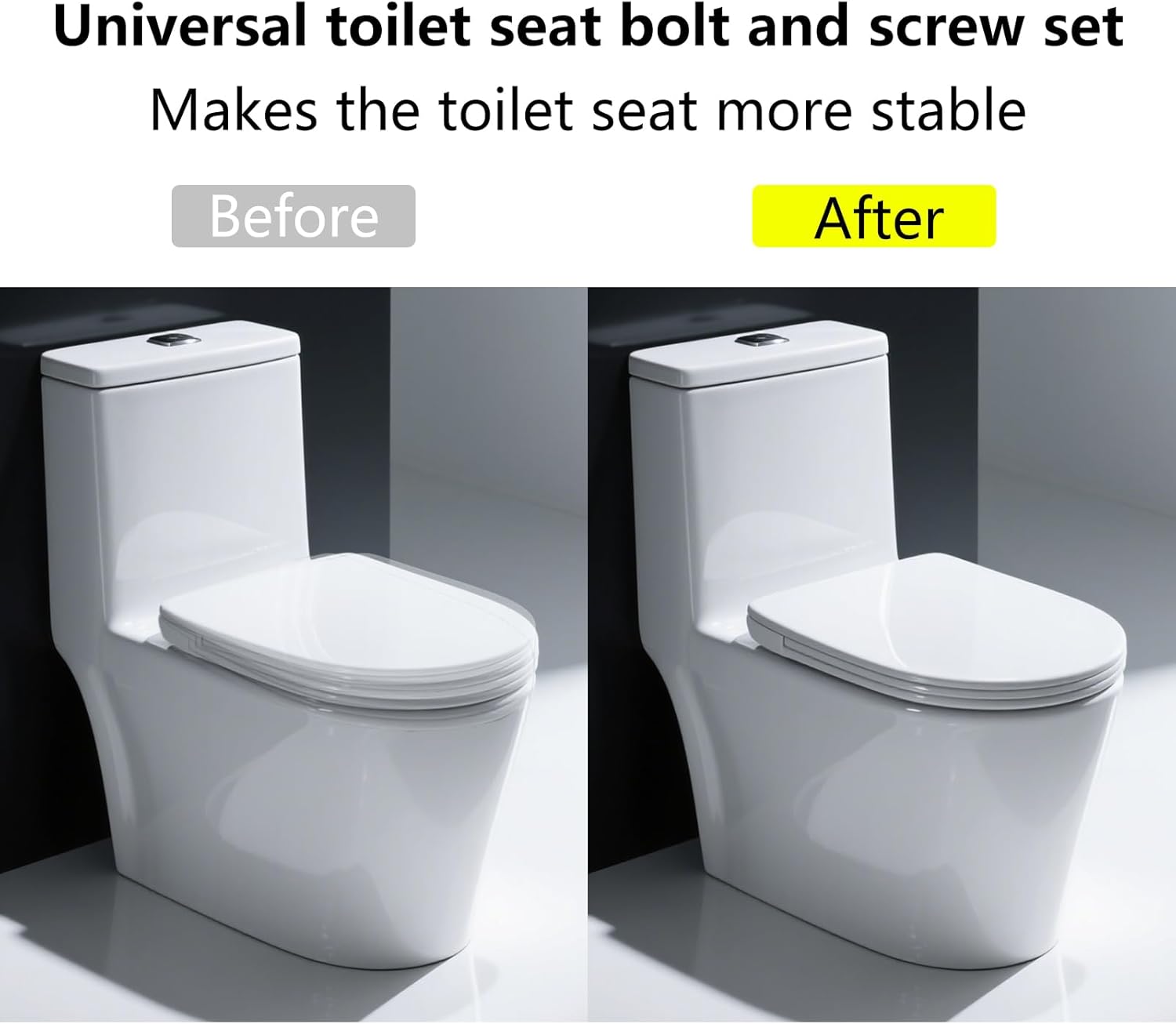 4pcs Toilet Seat Screws Replacement Kit, Heavy Duty Universal Top Mount Hinge Bolts Fixings Fittings Toilet Seat Fastener with Plastic Nuts Metal Rubber Washers Accessories Parts for Secure Fit
