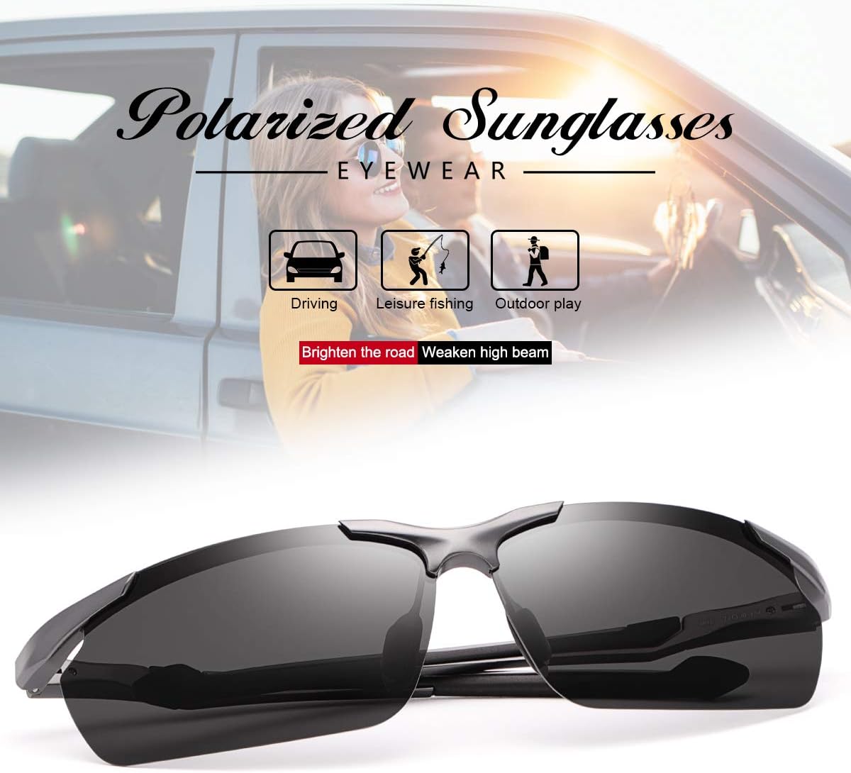 YIMI Mens Mirrored Sunglasses Polarized Sports Glasses Uv400 Protection For Women Cycling Driving Fishing Sun glass