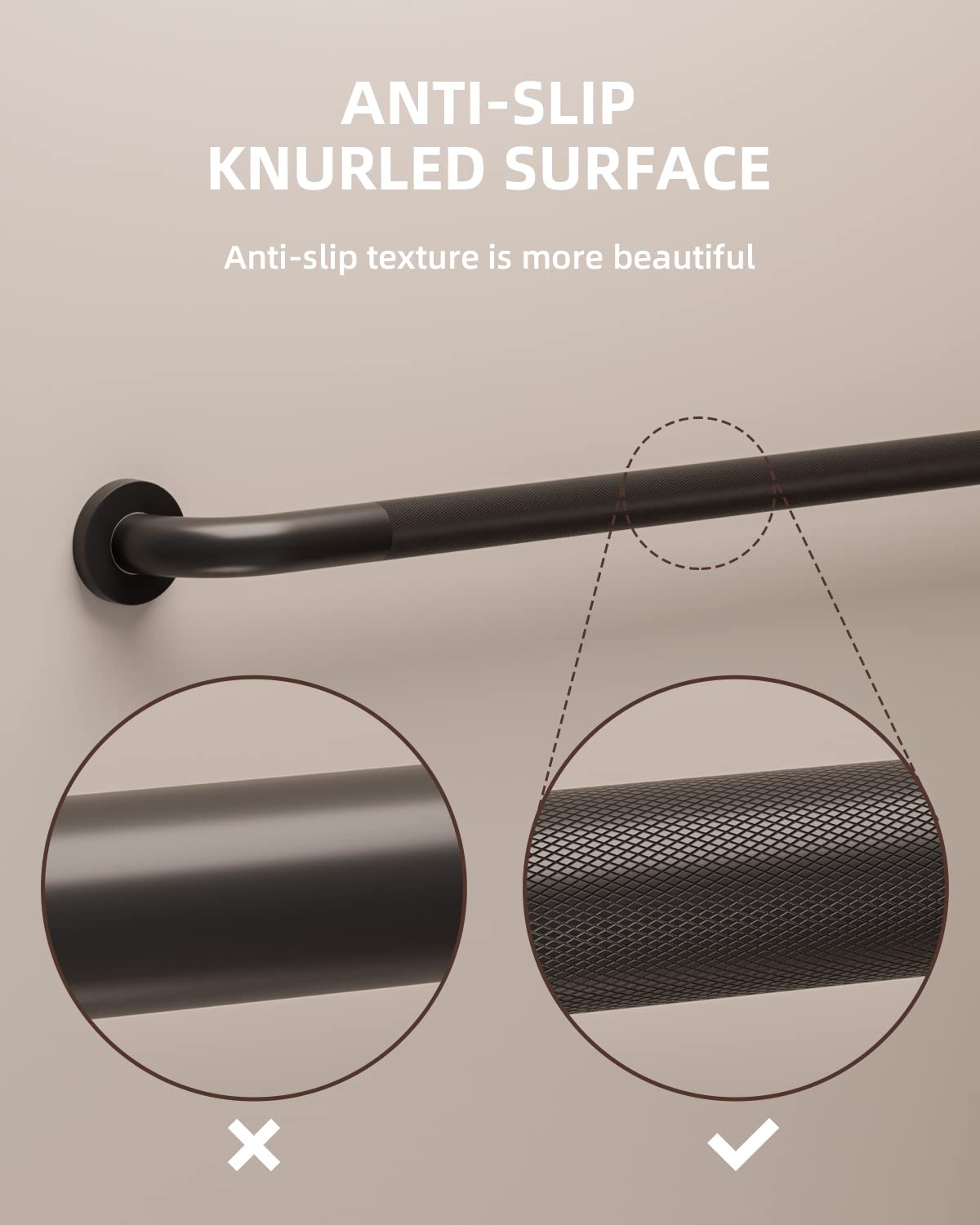 2 Pack 36 Inch Anti Slip Shower Grab Bar Oil Rubbed Black 1.25" Diameter,Munzong Bathroom Grab Bar, Knurled Bathroom Balance Bar,Safety Hand Rail Support Handicap Elderly Senior Assist Bath Handle