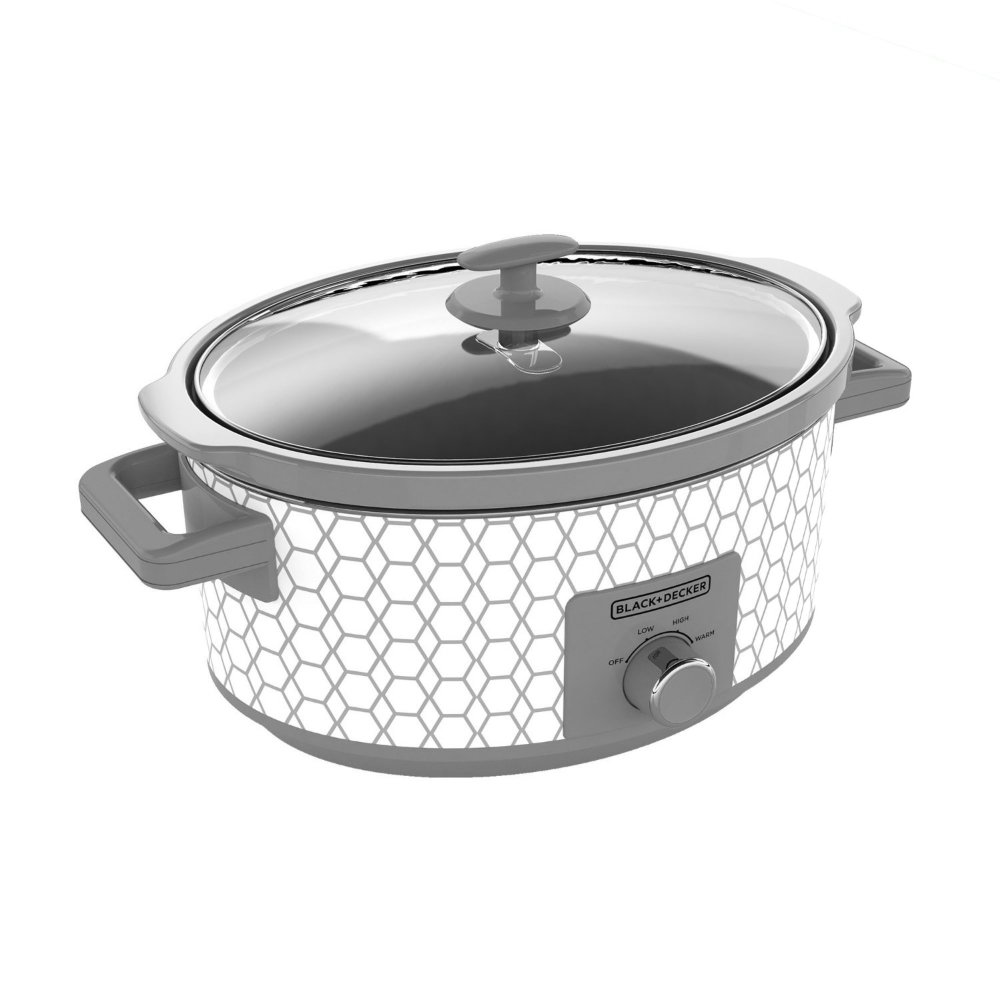 BLACK+DECKER SC1007D Slow Cooker, 7 quart, Geometric Cream