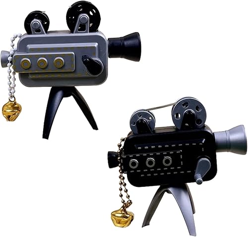 Modelo de proyector de película retro en miniatura con trípode, película de estilo vintage de resina artesanal, mini accesorios de película