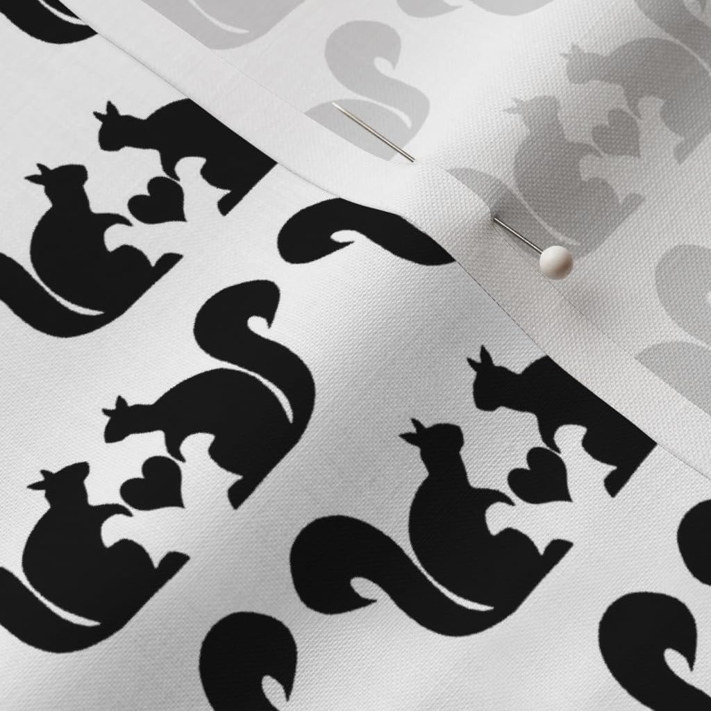 Spoonflower Fabric - Squirrel Black White Fall Autumn Kids Cute Squirrels Printed on Petal Signature Cotton Fabric by The Yard - Sewing Quilting Apparel Crafts Decor