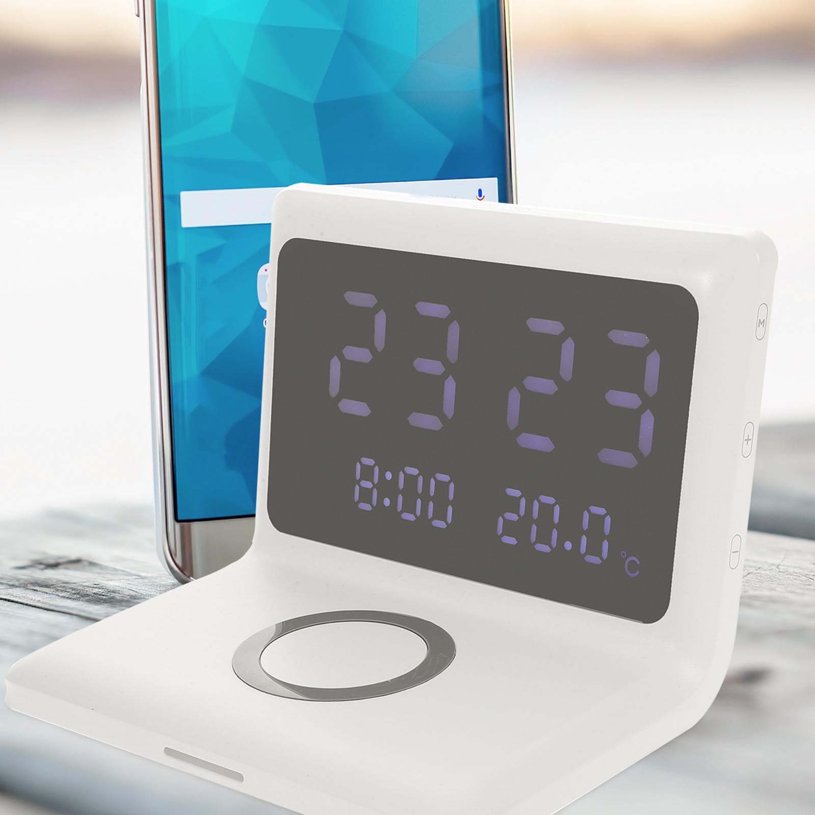 Cargador Inalámbrico para Teléfono Despertador, Tipo C, Blanco
