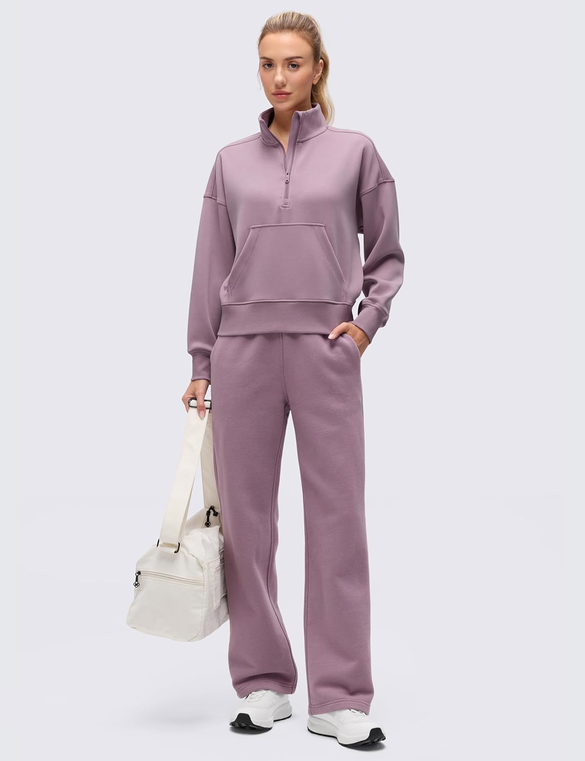 CRZ YOGA SoftAura Half Zip Sweatshirt for Women - Pullover Workout Casual Funnel Neck Sweat Shirts with Pocket - Image 4