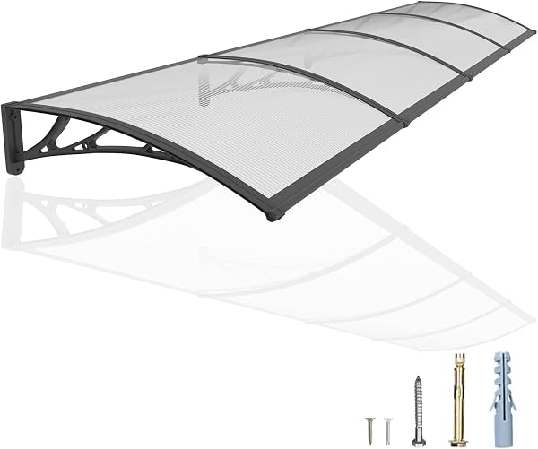 Toldo para ventana y puerta de 40x160 pulgadas, una pieza sin costuras, protección UV y lluvia, panel de policarbonato irrompible, toldo exterior para casa, ideal para exteriores y patio, a prueba de filtraciones