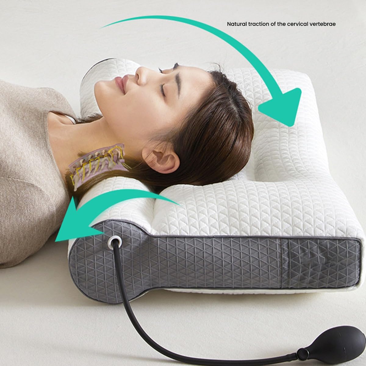 Almohada Cervical de Tracción Inflable con Firmeza Cilíndrica Ajustable. Núcleo de la Almohada de Tracción Cervical.