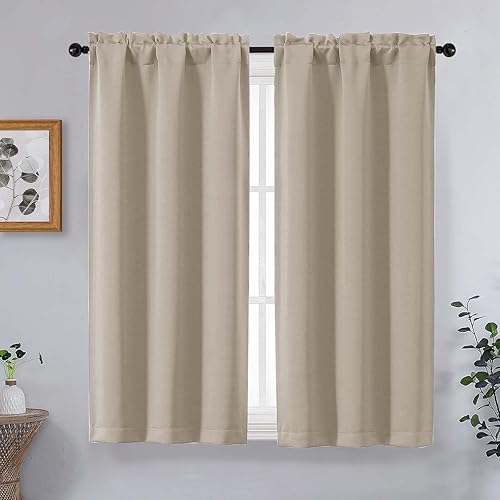 Miniatura 66 de OVZME Cortinas opacas turquesa para tratamiento de ventanas pequeñas, cortinas cortas con bloqueo de luz para ventana de cocina sobre el fregadero,