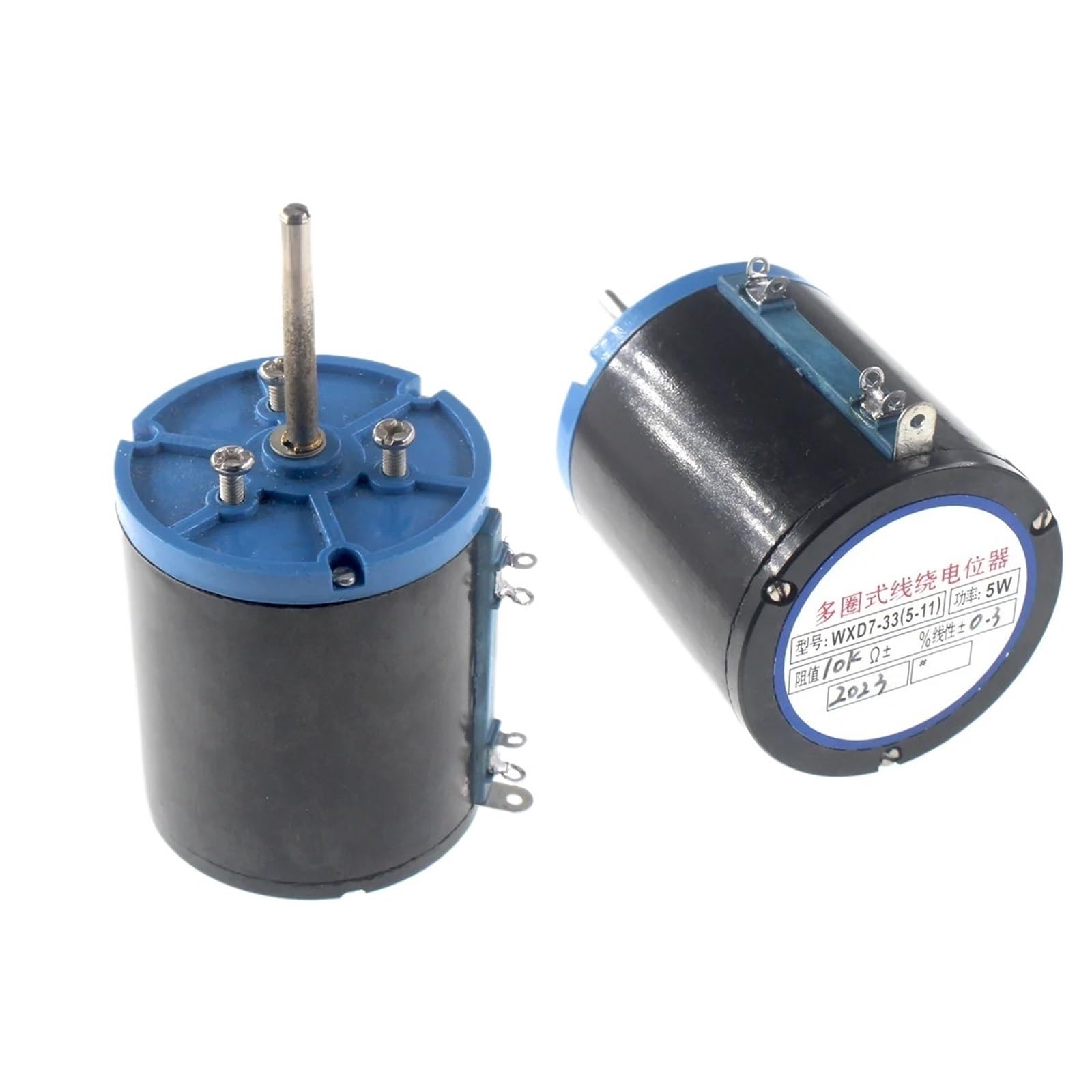 RISWEKFW 1pcs WXD7-33 precision 5W multi turn wire wound potentiometer with 10 turns WX5-11 adjustable resistor 1K 2K2 4K7 10K(3.3K)
