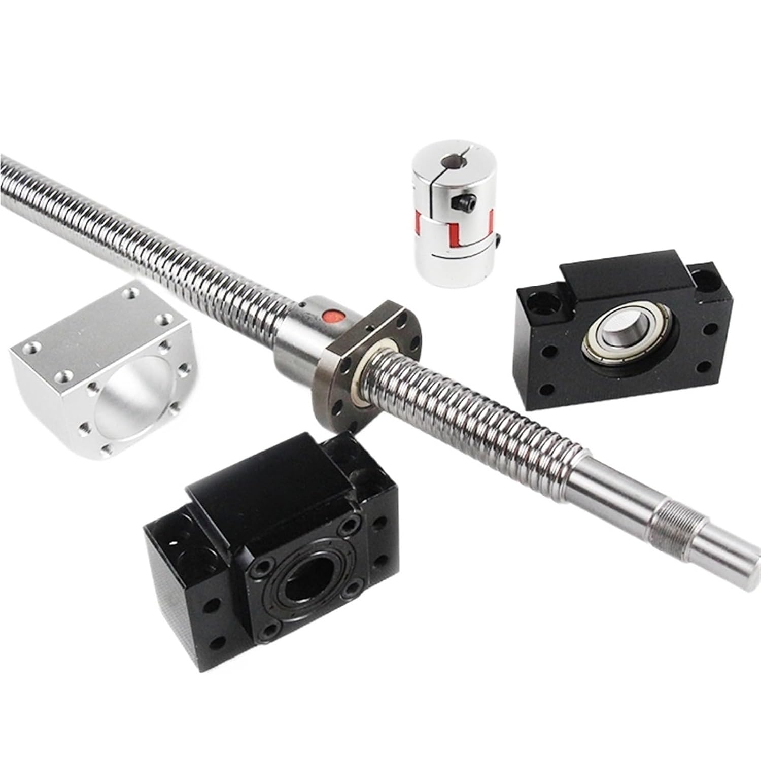 Linear Motion Ball Screw Machine Parts Rolled Ball Screw SFU2005 200-1600mm with Nut BKBF15 End Machined for 3D Printer(200mm)