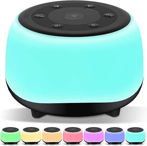 Máquina de sonido de ruido blanco con luz nocturna de 7 colores, 34 sonidos calmantes, máquina de sonido portátil para bebés, adultos y niños
