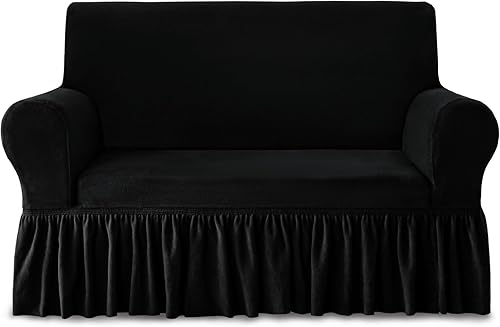 Miniatura 19 de NICEEC Funda para Sillón de Felpa Gruesa de 1 Pieza Cálida Color Rojo Vino Funda Elástica Mullida para Sillón Fundas para Sofá para Sala de Estar