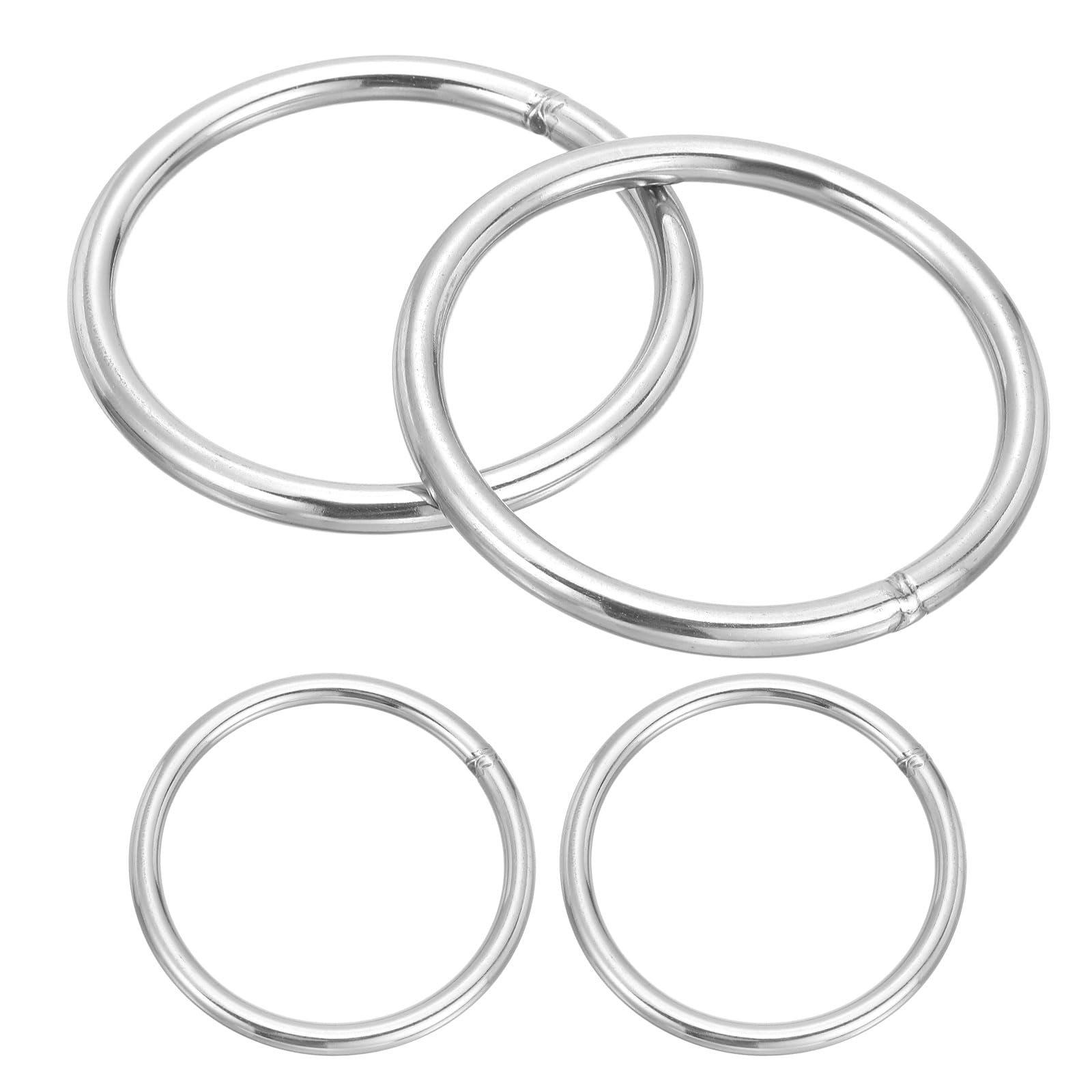 PATIKIL Metal O Rings, (100mmOD, 84mmID, 8mmThick)(4Pcs), 304 Stainless Steel Heavy Duty Round Ring Buckles, Suit for Macrame/DIY Craft/Hardware/Keychain/Belt/Dog Leash — image 1