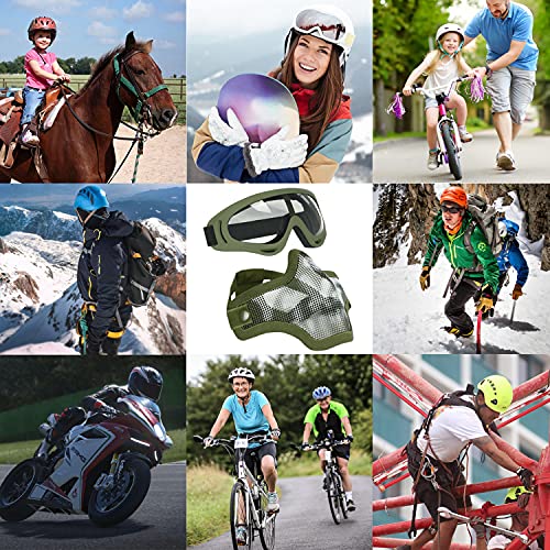 Maschere E Occhiali Da Sole Airsoft, Mezza Faccia Maschera In Maglia Piena Di Acciaio E Occhiali Per Cs/Caccia/Paintball/Tiro (Od Skull) - 5