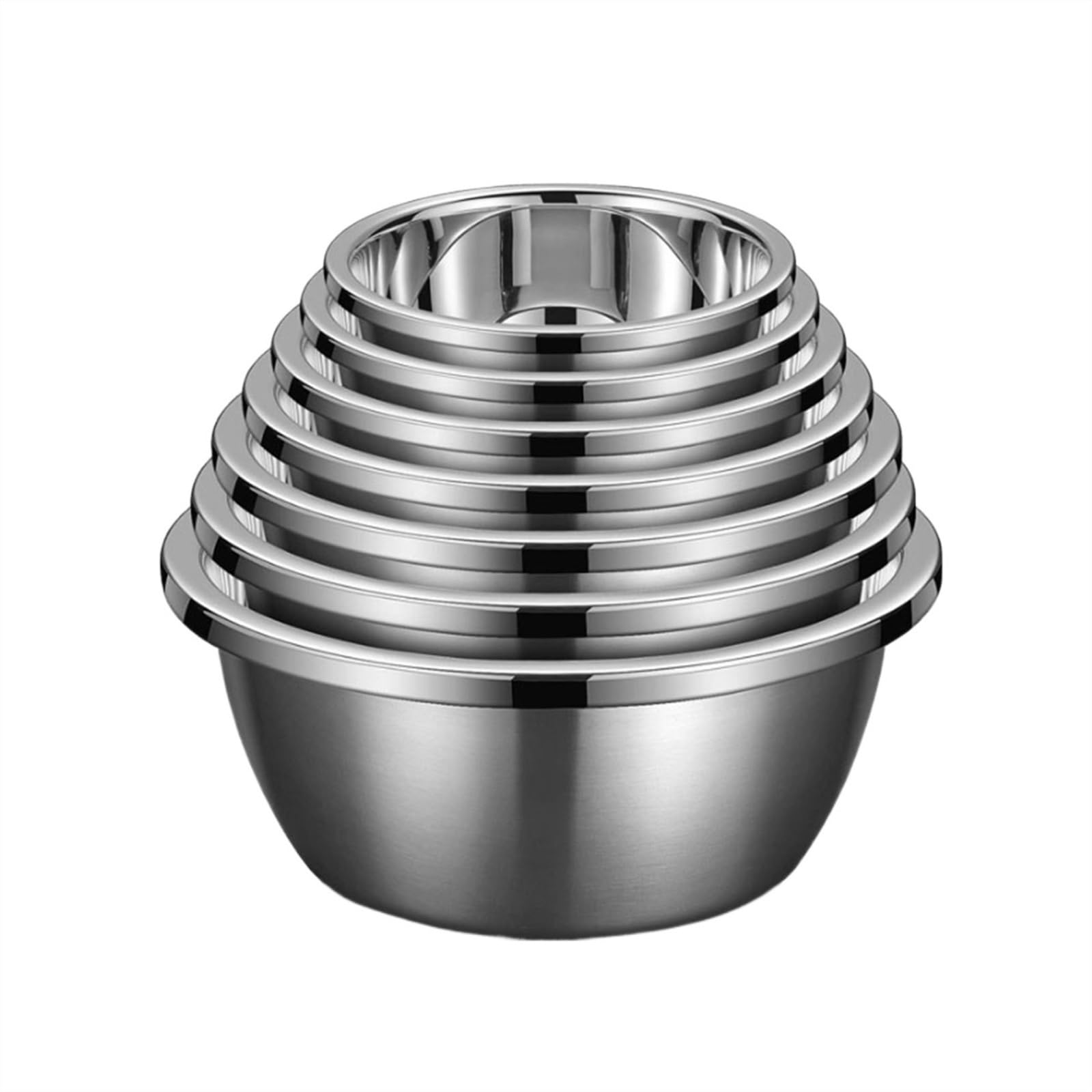 CambOs Mixing Bowls Stainless Steel Salad Bowls Serving Trays 7 Piece Set Cooking Baking Nesting Storage Bowls Pots Pans