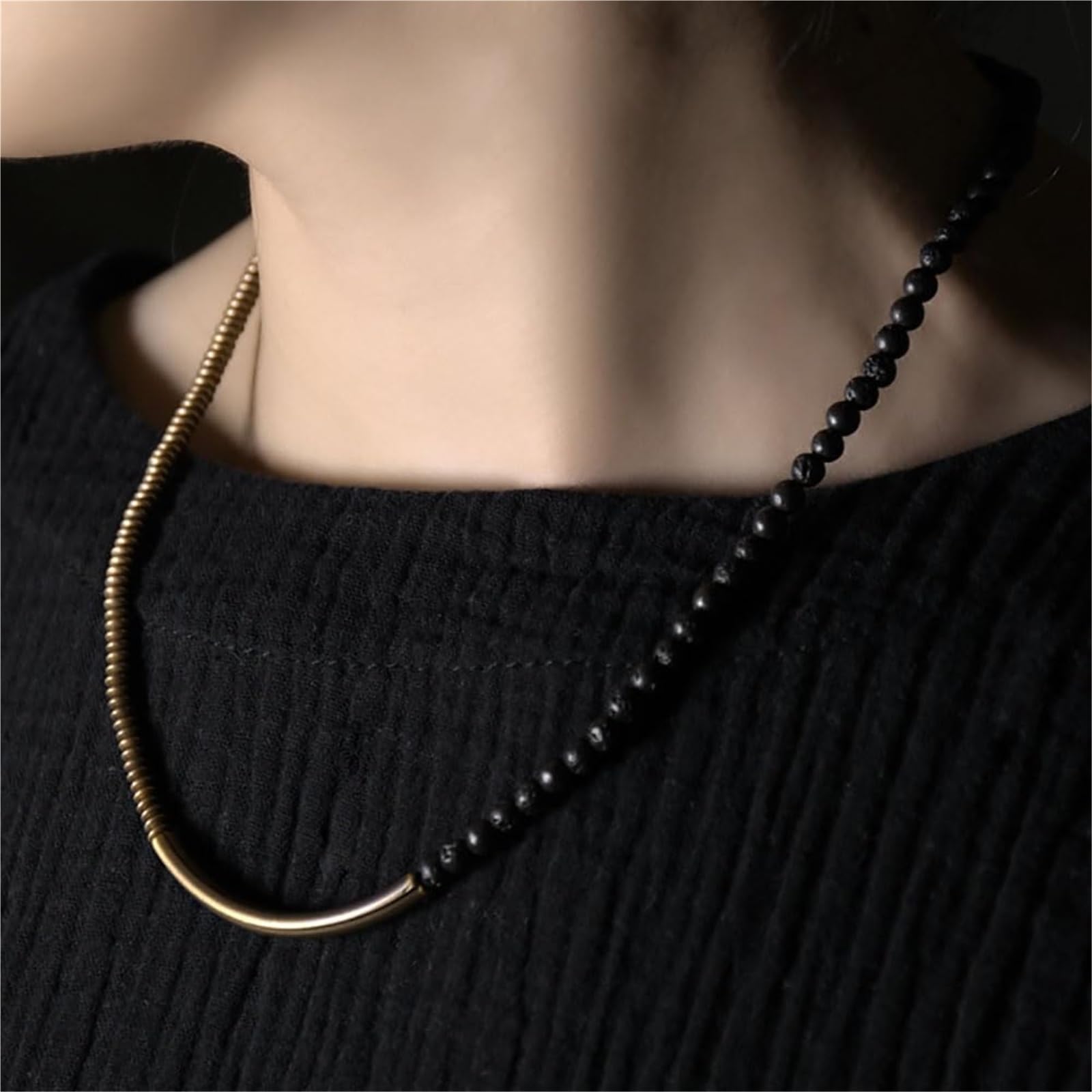 Bracciale diffusore in pietra lavica naturale, unisex, in ottone, elastico, multistrato, per meditazione e yoga, gioielli per uomini e donne