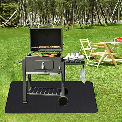 3 Layers Under Grill Mat For Outdoor Grill - 60 X 40 Inches, Large Fireproof Oil-Proof Bbq Grill Pad For Floor Deck Patio Protector, Fire Pit Mat For Indoor Fireplace, Ourdoor Charcoal Gas Grills #TOP5