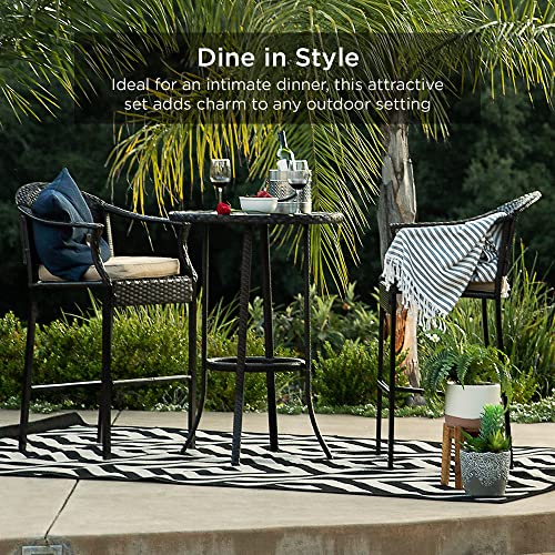 Best Choice Products SKY6379 3-Piece Patio Bar Table Set, Outdoor Wicker Bar Height Bistro Furniture thumb #5