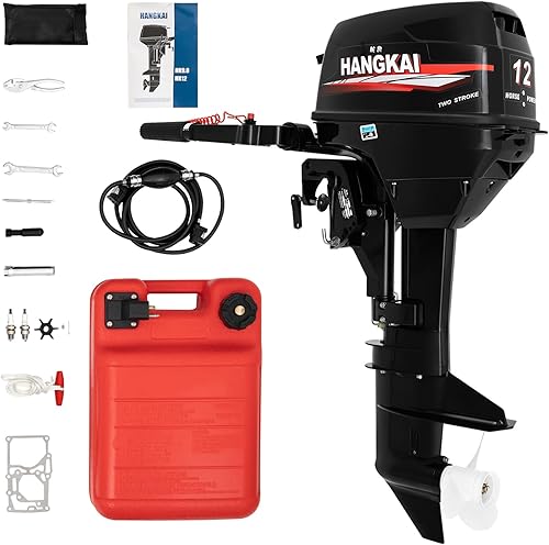 Motor fuera de borda de eje corto, motor fuera de borda de 2 tiempos y 12 HP, motor de barco de pesca resistente de 169 cc, motor de control de