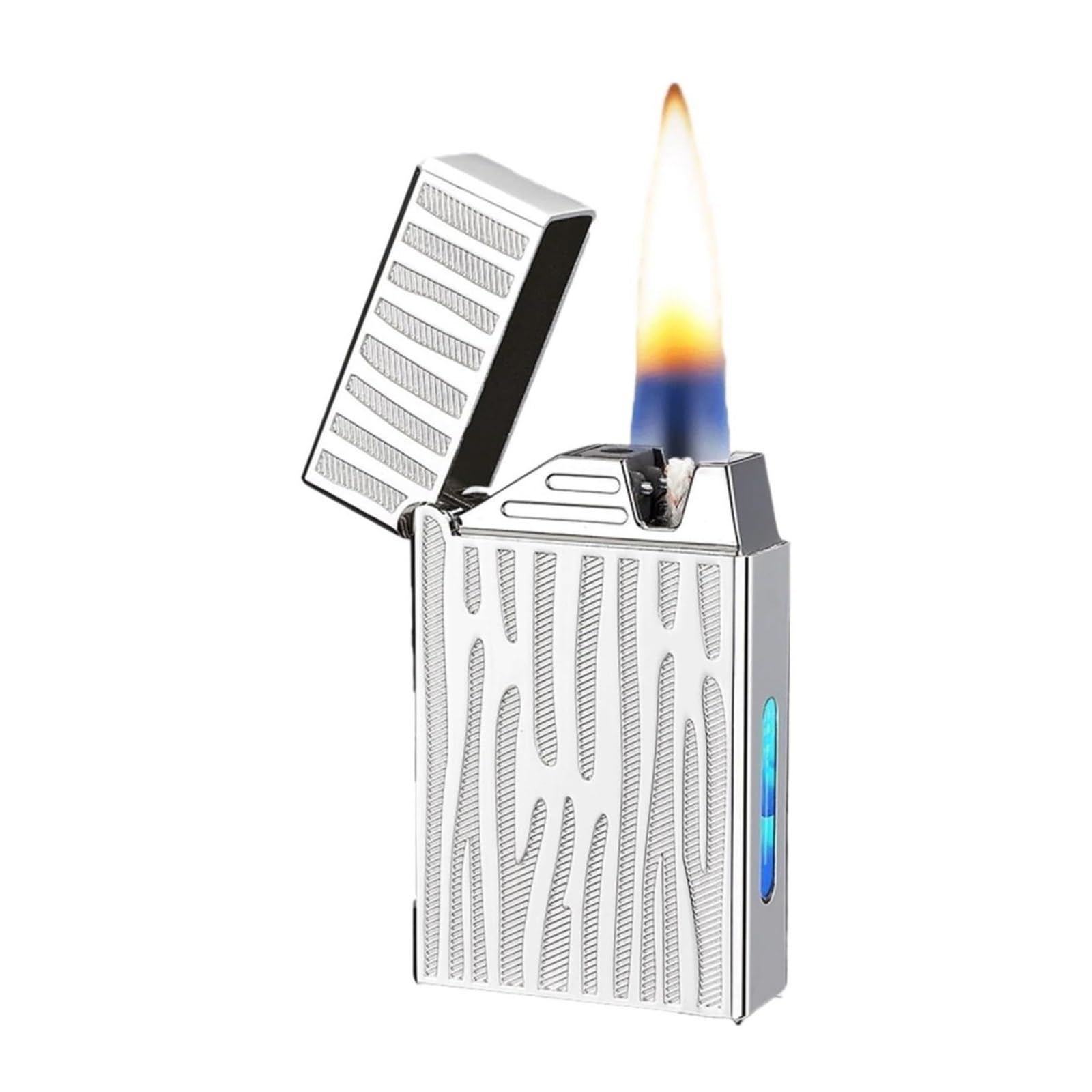 JCFHQGHR Smart metal voice-activated kerosene lighter, four ignition modes, transparent visible gas chamber, suitable for barbecue, candles, outdoor, men's gift(B)