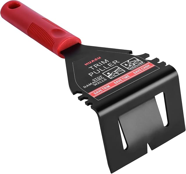 Trim Puller, Huazu Tile Removal Tool Heavy Duty Pry Bar Molding Removal Tool for Removing Wood Floor, Baseboard, Tiles, Nail Pulling and More, Built In Nail Puller and Socket Wrench, Black