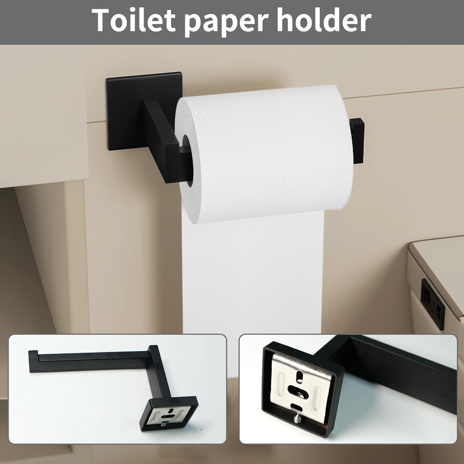 Matte Black Stainless Steel 5-Piece Bathroom Hardware Set