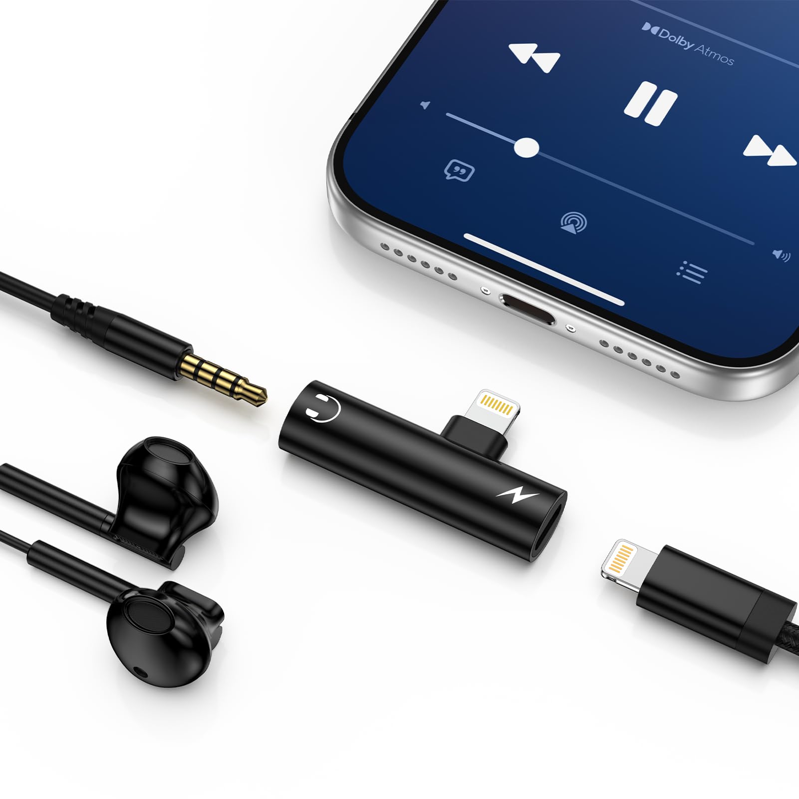 【2026新登場】iPhone イヤホン変換アダプタ 2in1 3.5mmイヤホンジャック | 急速充電 | 通話不可 | 充電しながら音楽再生 | 24bit/48KHz Hi-Fi音質 | iPhone 14/13/12/11/8/8Plus/7/7Plus/XS/SE/MAX/XS/X 対応 (ブラック)