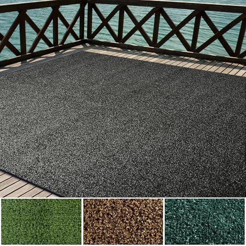 iCustomRug Indoor/Outdoor Turf Carpet & Rugs, Synthetic Grass Artificial Grass for Decks, Patios, Yards, Camping, Boats, Finished Edges with Binding Tape, 4 x 8ft in Black and Grey - 2