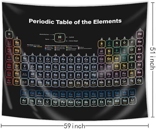 Miniatura 5 de SVBright Póster de tapiz de tabla periódica de elementos, 51 pulgadas de alto x 59 pulgadas de ancho, tabla de estudiantes científicos, enseñanza de