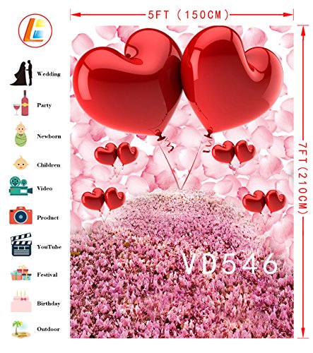 Lb 5X7Ft Valentine's Day Backdrop Vinyl Cherry Blossom Flowers Love Heart Backdrops For Photography Mother's Day Baby Kids Portrait Photoshoot Photo Booth Studio Props #TOP1