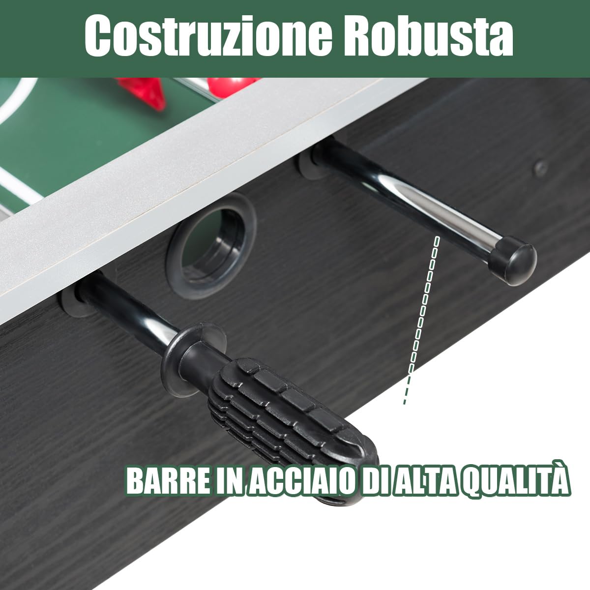 COSTWAY Calcio Balilla in Legno, Biliardino Professionale con 2 Palline 22 Giocatori e Segnapunti, Calcetto con 8 Aste per Adulti e Bambini, 122 x 61 x 79 cm